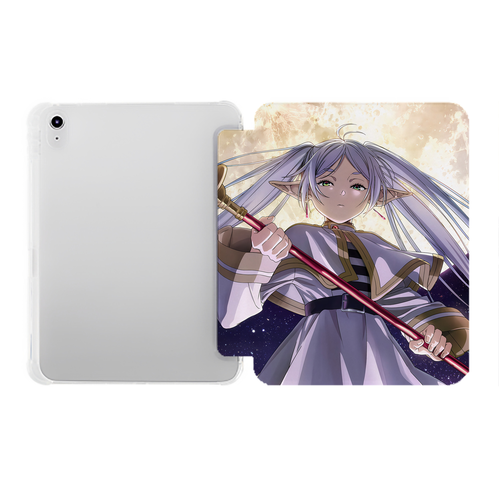 （画像用） 葬送のフリーレン Frieren IPad ケース ペン収納付き 三つ折りスタンド PUレザー×シリコン 対応機種9.5/10.5/10.9インチ